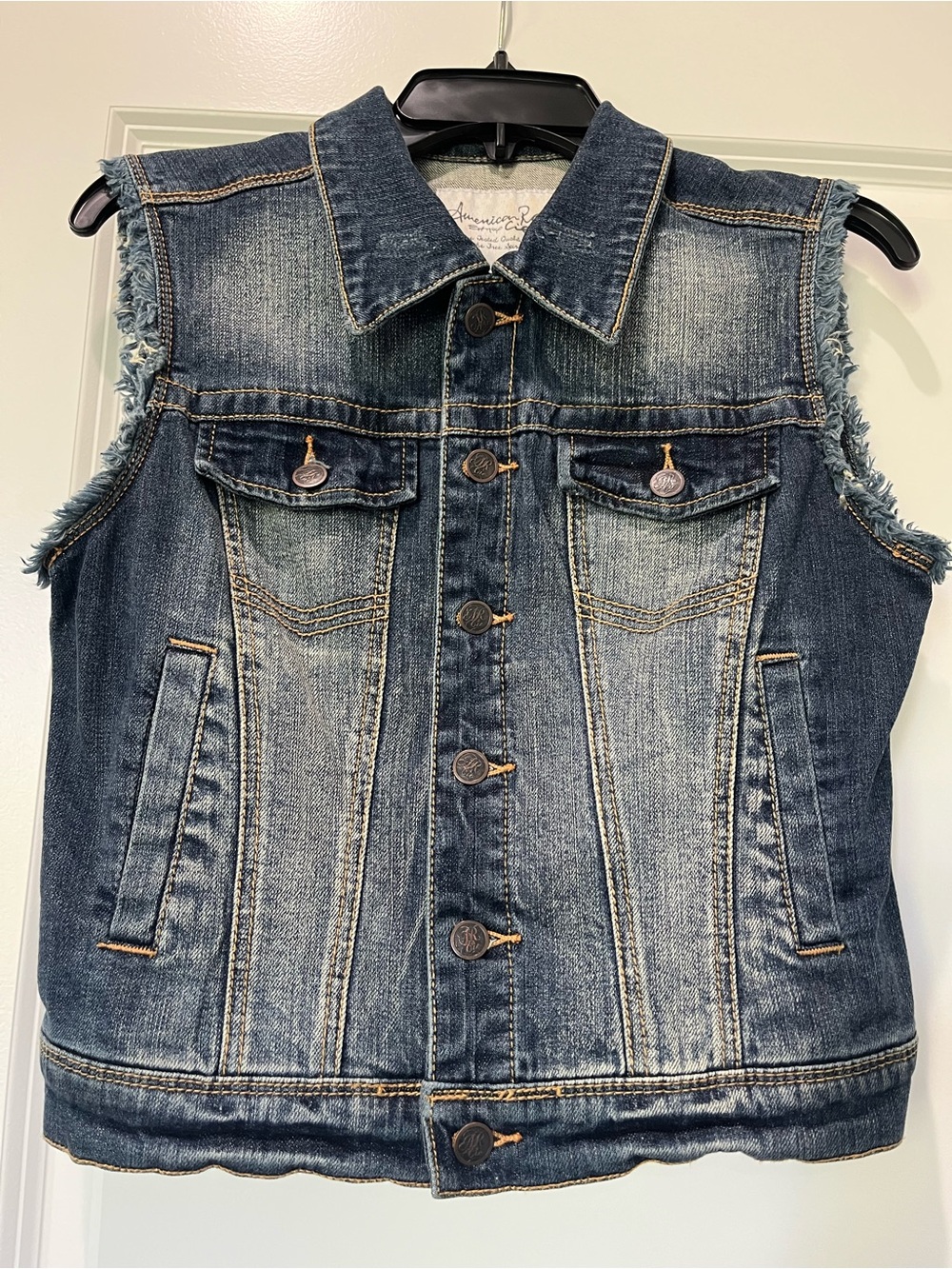 American Rag Distressed Blue Denim Vest Size M